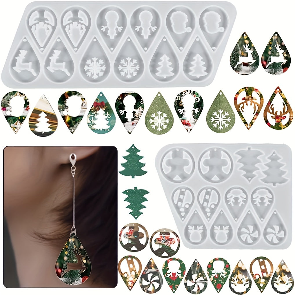 2 Pack Christmas Silicone Molds for Resin Earrings DIY Casting