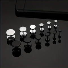 Men's Silver Round Disc Earrings 316L Stainless Steel Ear Clasps