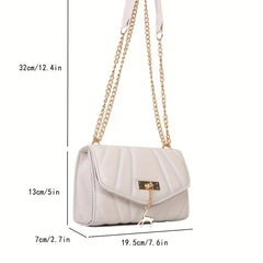 Solid Square Bag with Deer Pendant and Chain Strap