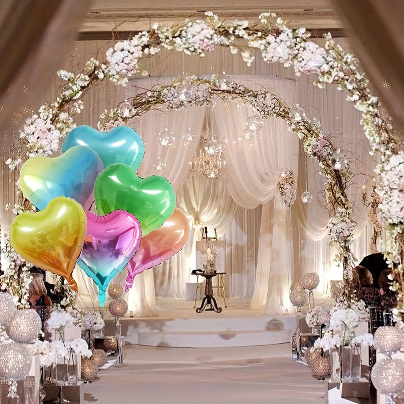 Rainbow Heart Shaped Balloons 45 72 Cm Foil Party Decoration