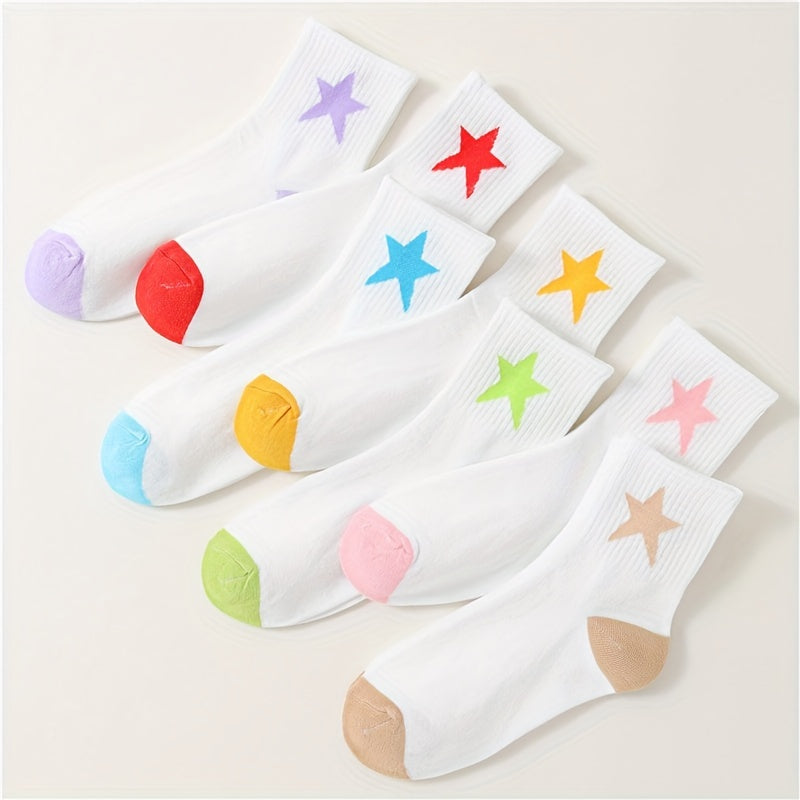 7 Pairs Star Print Socks Mid Tube Women's Stockings