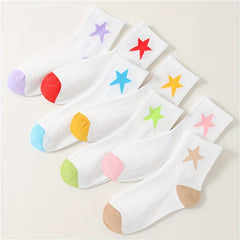 7 Pairs Star Print Socks Mid Tube Women's Stockings