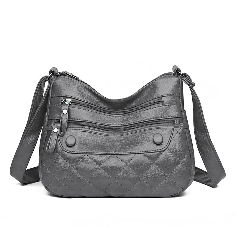 Vintage Quilted Crossbody Bag Retro Layer Shoulder Bag Women's Casual Handbag