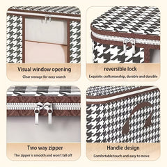 Large Houndstooth Pattern Box Zipper Clothes Organizer
