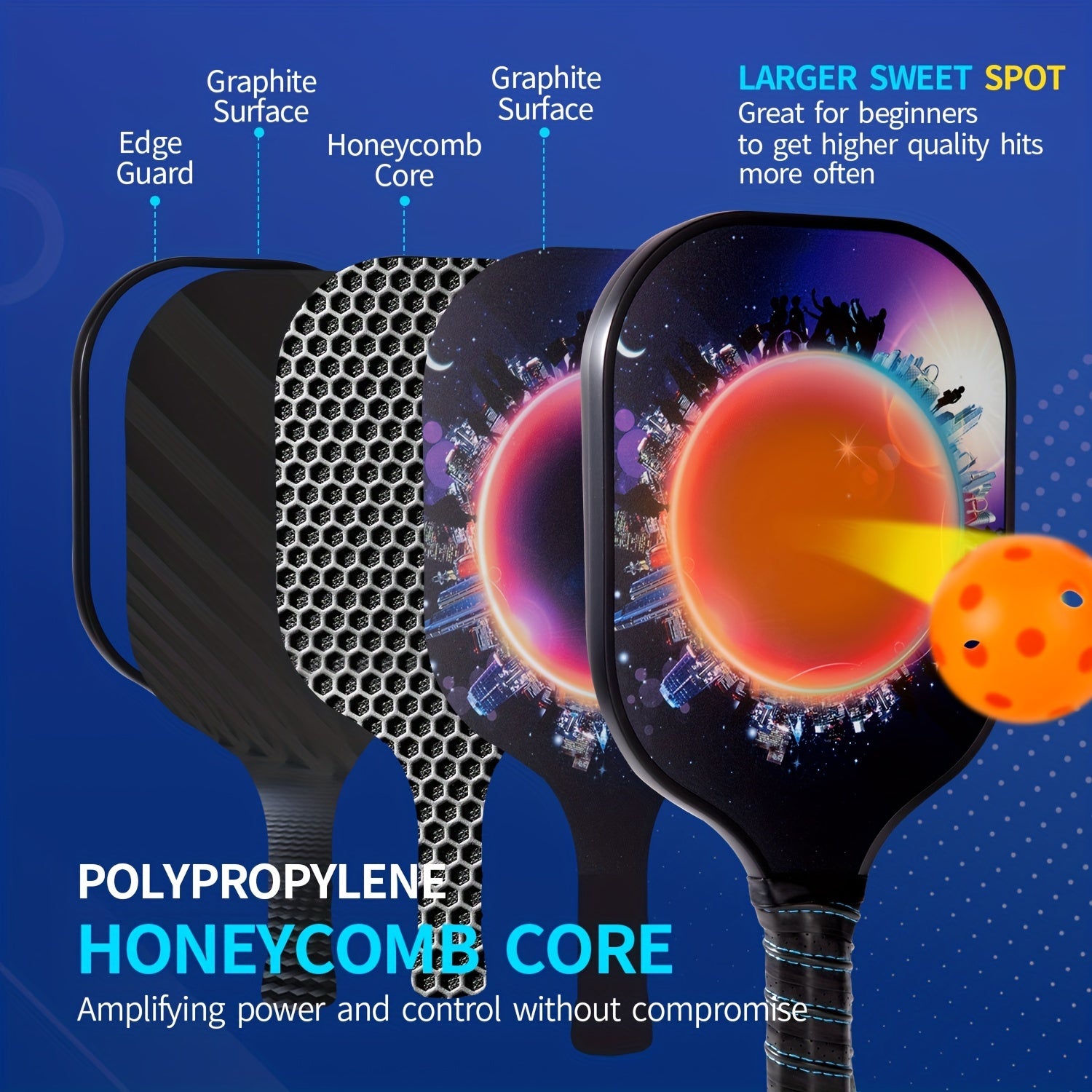 Lightweight Carbon Fiber Pickleball Set with Paddle Ball and Tote Bag