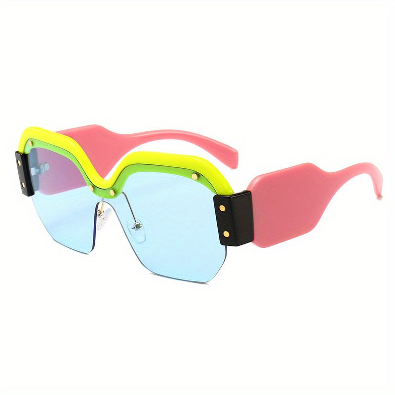 Y2K Semi Rimless Sunglasses UV400 for Cycling Beach Party Club