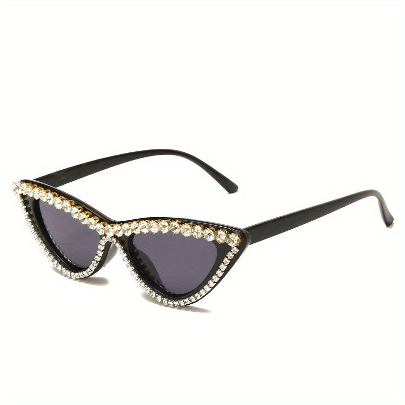Rhinestone Cat Eye Frame Sunglasses UV Protection Small Glasses