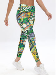 All Over Print High Waist Yoga Pants Tummy Control Leggings