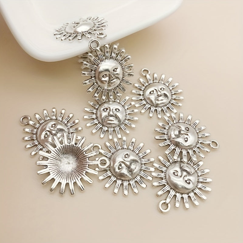 10pcs Antique Silver Sun Shape Charms Pendant for DIY Jewelry