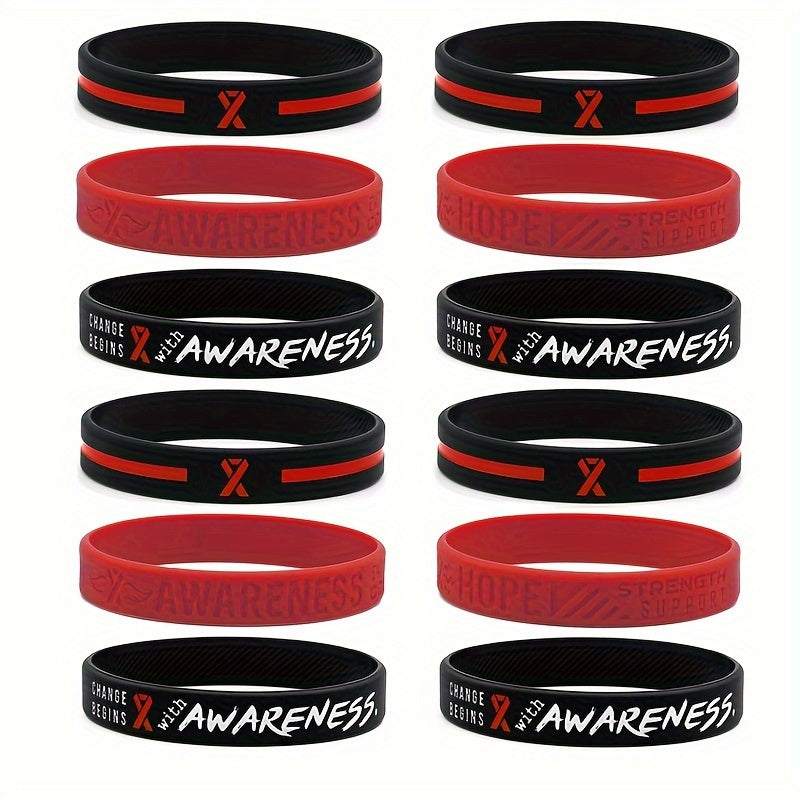 Firefighter Fireman Red Awareness Ribbon Silicone Bracelet