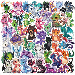 50pcs Cartoon Dragon Stickers for Water Bottles Scrapbooking