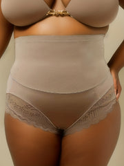 Contrast Lace Trim High Rise Tummy Control Shapewear Boy Shorts