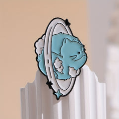 Planet Cat Enamel Brooches Pins Earth Brooches Lapel Badges Animal Jewelry Gift