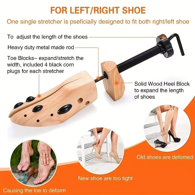 Unisex Shoe Clogs Shaping Frame Pine Adjustable Flats High Heel Boots Stretcher