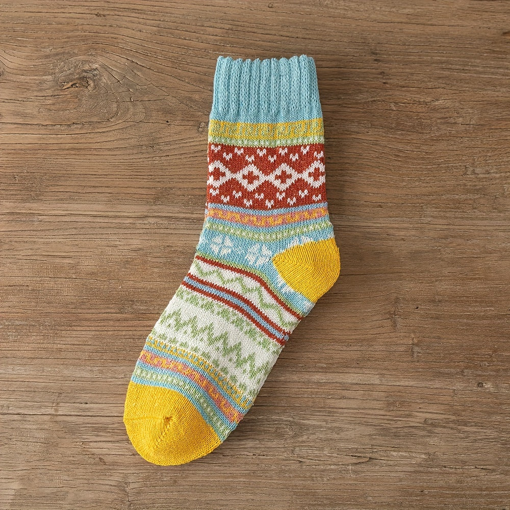Geometric Pattern Colorblock Socks for Women