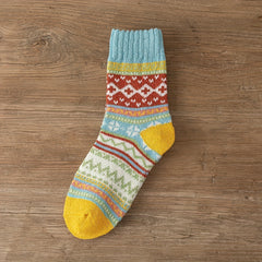 Geometric Pattern Colorblock Socks for Women
