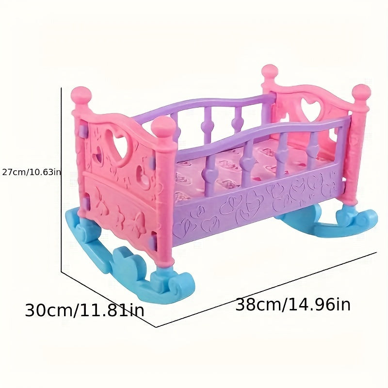 Pink Rubber Doll Cradle Bed Soft and Adorable Playhouse Furniture for Girls