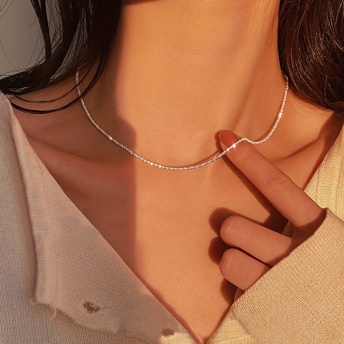 Wave Glitter Necklace for Women - Party Dating Gift Daily Decor