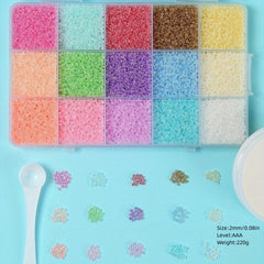 15 Colors 3mm Macaroon Seed Beads & Elastic Thread Set