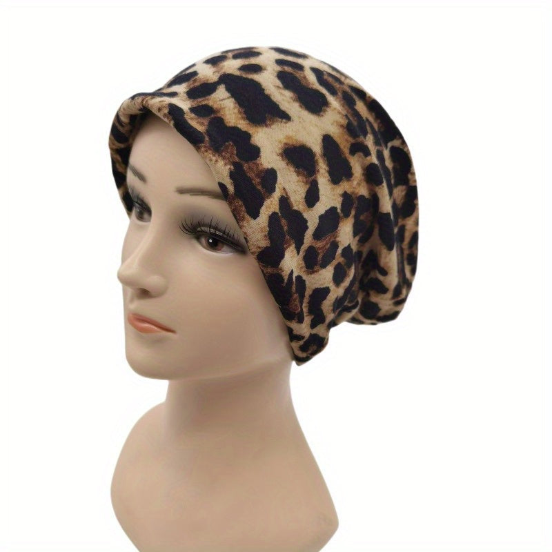 Leopard Print Beanie Lightweight Skull Hat Chemo Cap Turban Hats