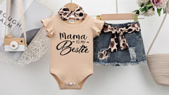 Baby Girl Clothes Newborn Romper Short Jeans Leopard Outfits 3Pcs