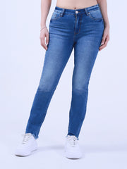  High Stretch Fringe Trim Skinny Jeans