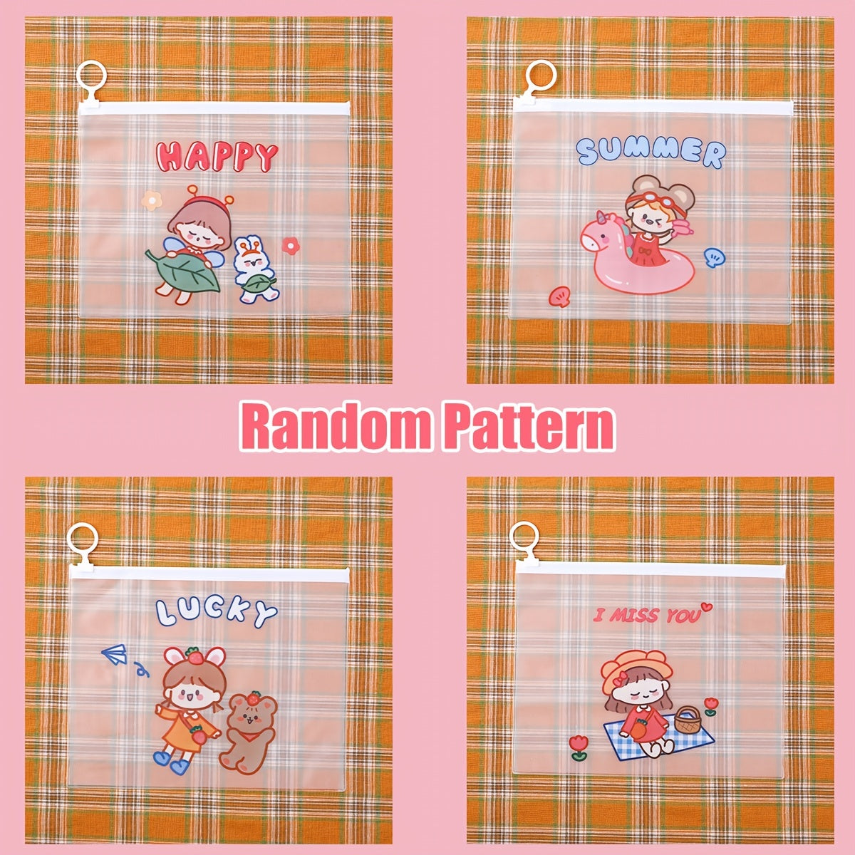 Girl Cartoon Pattern File Bag for School Office