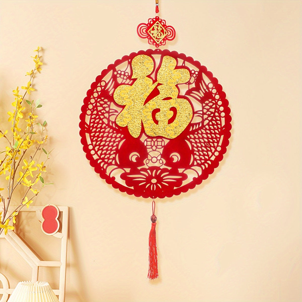 Round Tassel Hanging Ornament Chinese Year Decorations Fu Spring Pendant