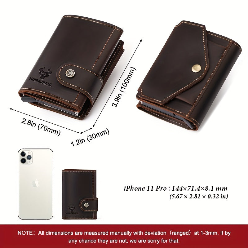 RFID Leather Money Clip Coin Pocket Men