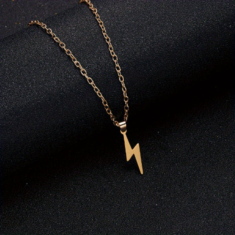 Silver Stainless Steel Lightning Pendant Men's Necklace