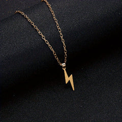 Silver Stainless Steel Lightning Pendant Men's Necklace