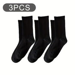 3 Pairs Crew Socks Solid Color All Sports Men Women