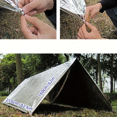 2pcs Outdoor Survival Blankets Double sided Silvery Sunscreen Blankets