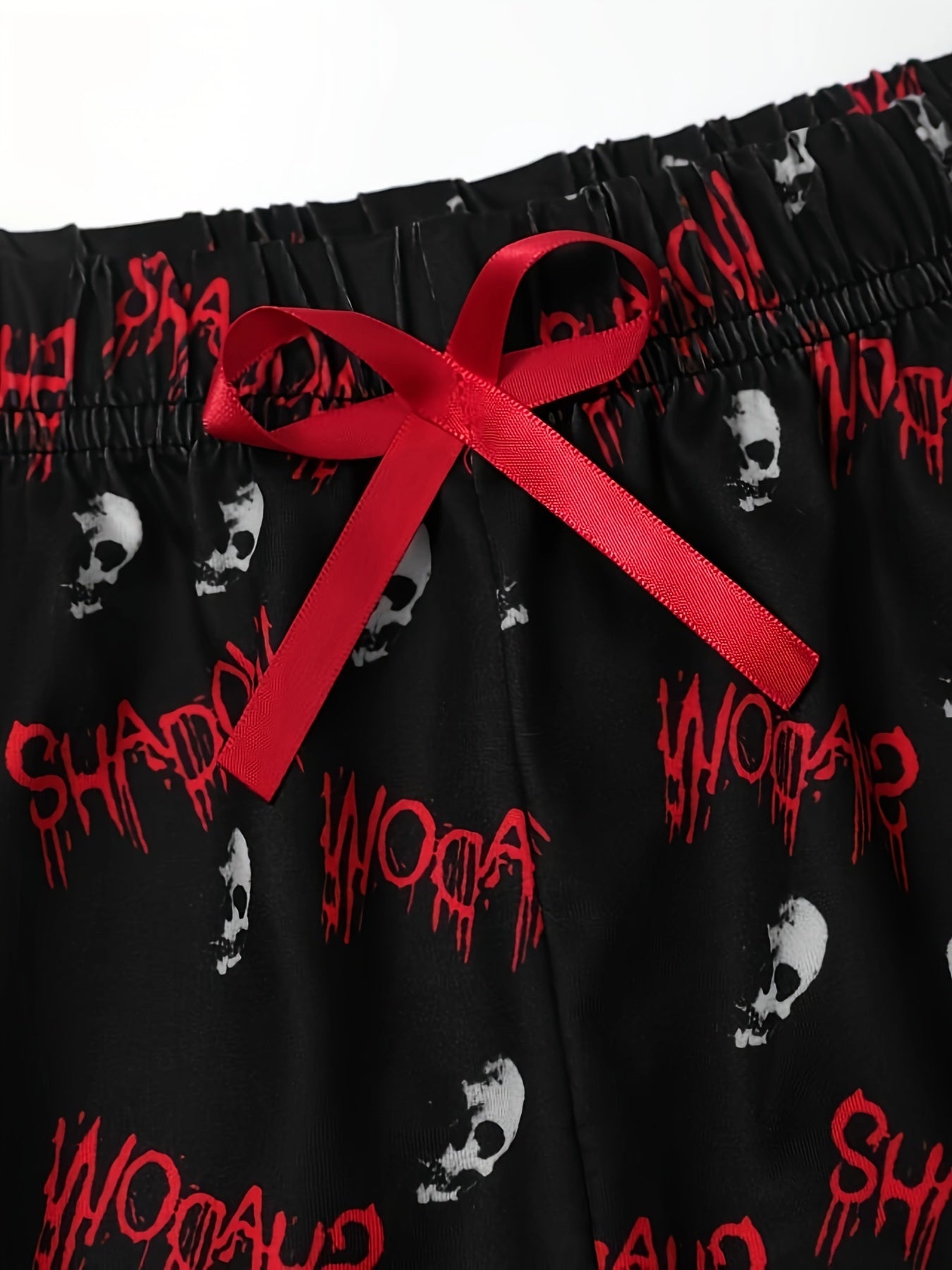  Gothic Skull & Letter Print Pajama Set