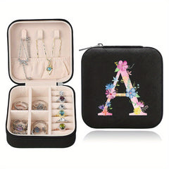 Mini Letter Print Zipper Jewelry Storage Box for Rings Necklaces