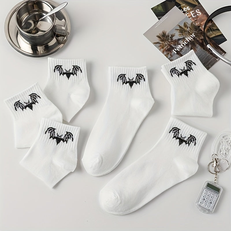 6 Pairs Bat Pattern Socks Halloween Women's Stockings
