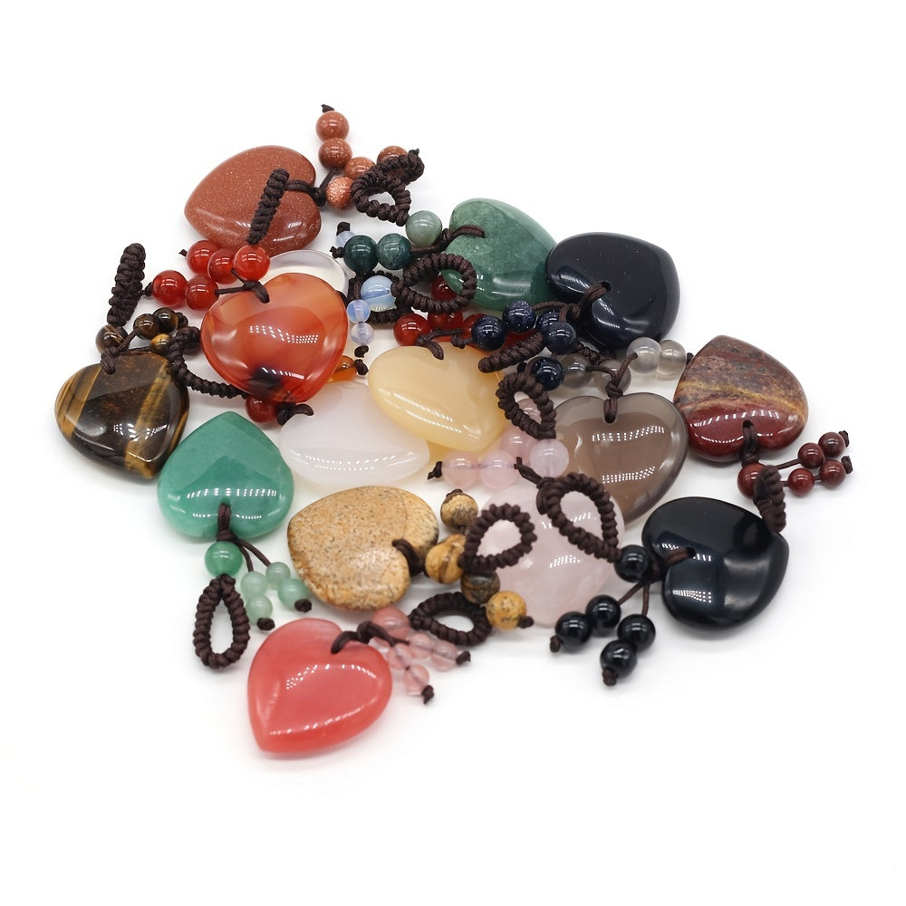 2pcs Heart Stone Keychain Purse Bag Charm Gift for Women Girls
