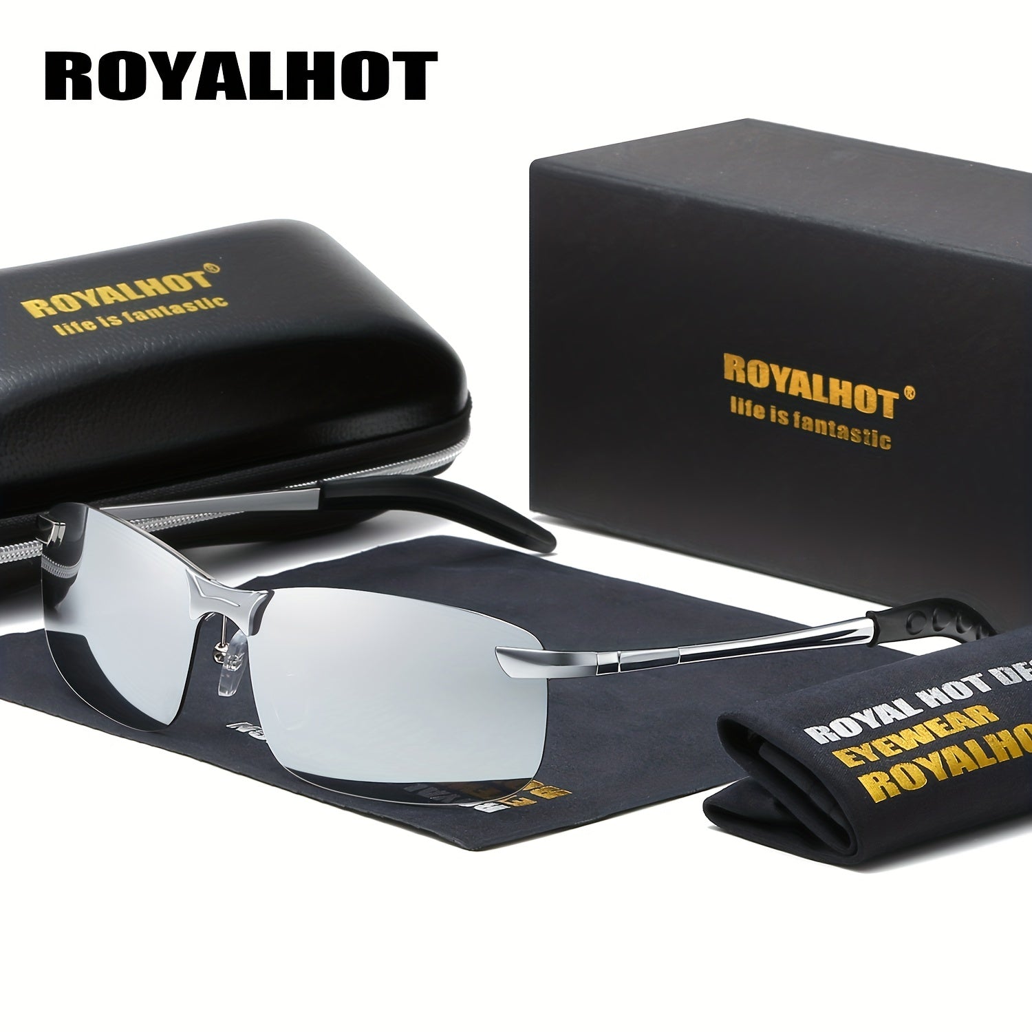 RoyalHot Polarized Alloy Rectangle Sunglasses Driving Sun Glasses P10013