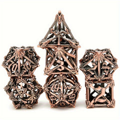 7pcs Hollow Metal Vintage Dice Set for RPG Halloween Party Desktop Game