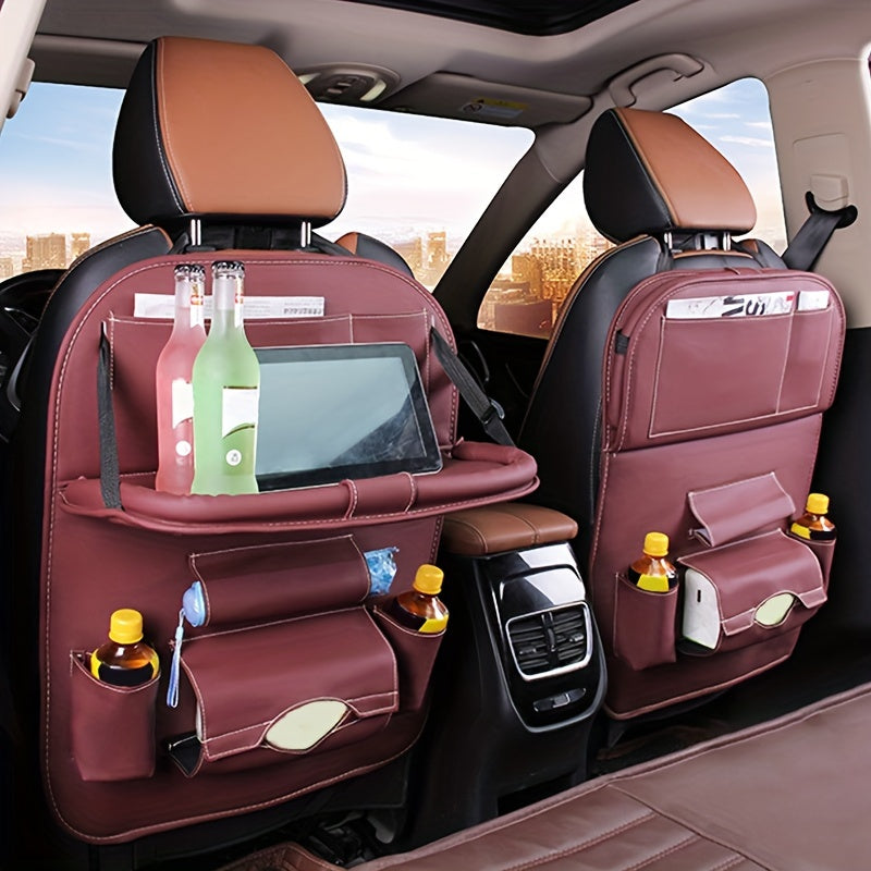 Car Back Seat Storage Bag Organizer with Tissue Box & Cup Holder