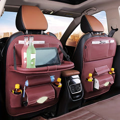 Car Back Seat Storage Bag Organizer with Tissue Box & Cup Holder