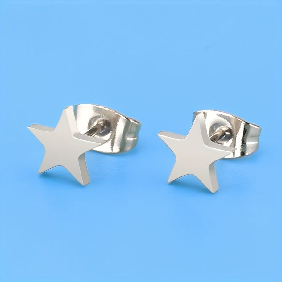Stainless Steel Geometric Star Stud Earrings Small Earrings