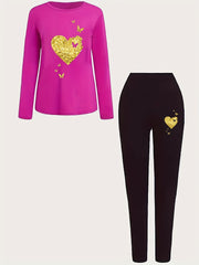  Heart & Butterfly Print 2 Piece Set