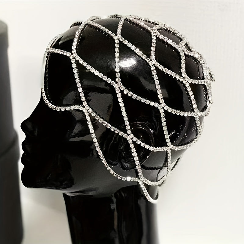 Rhinestone Head Chain with Tassel Bridal Hair Accessory