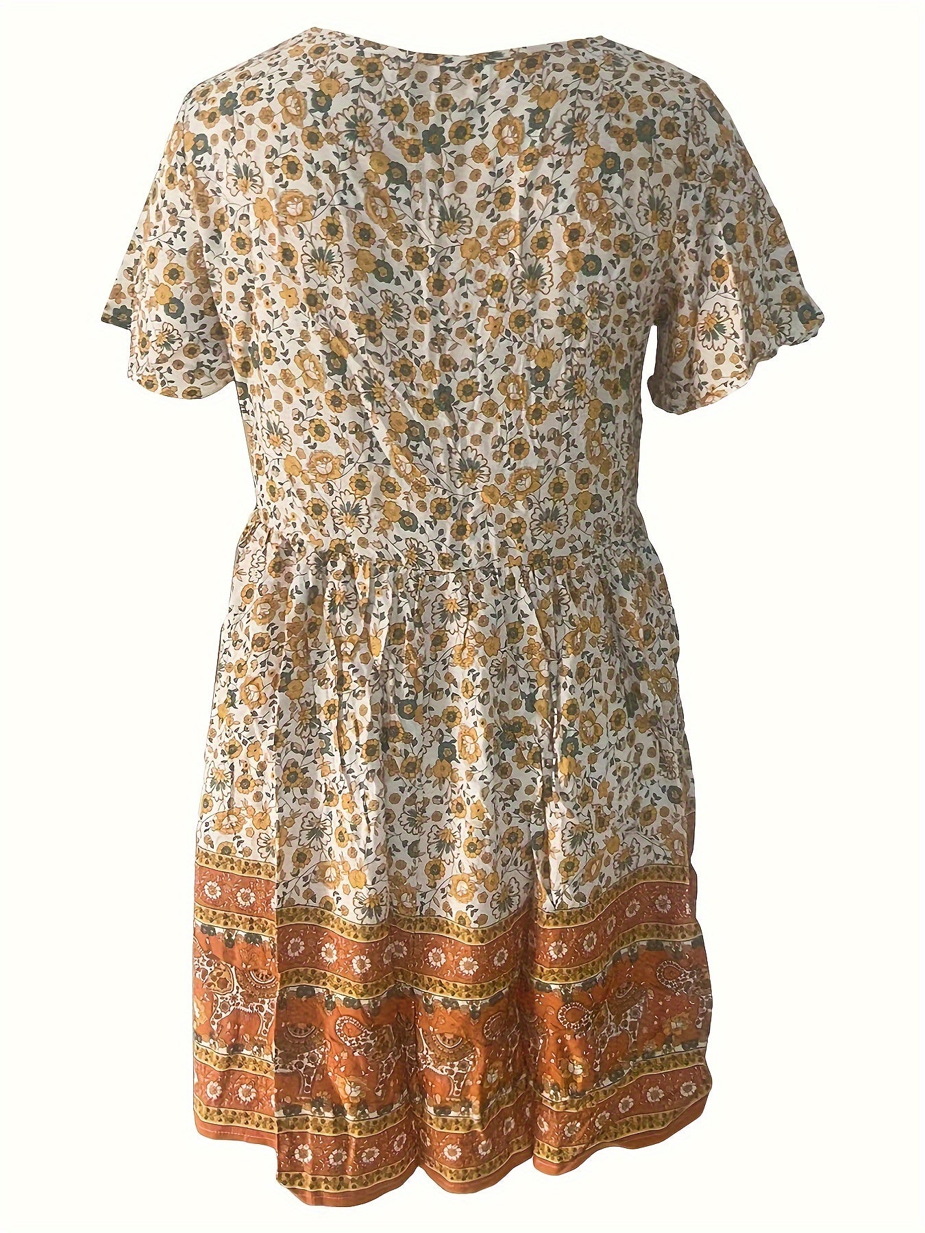 Women's Plus Floral Print Short Sleeve V Neck Summer Dress
