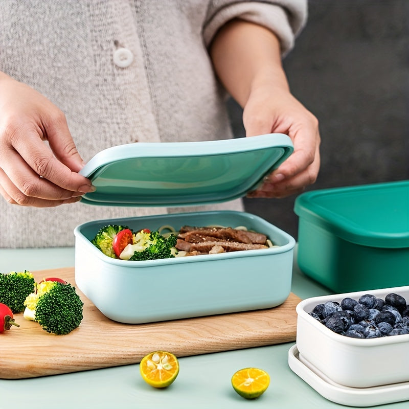 Silicone Square Lunch Box for Fresh Keeping - Microwave & Refrigerator Safe