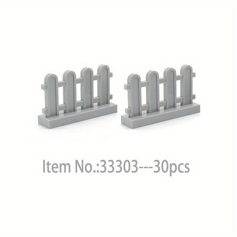 30pcs Building Block Scenes Fence Handrail Pen Railing Compatible Parts Model