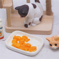Wooden Cat Climbing Frame Dollhouse Model Ornament Small Fish DIY Accessories
