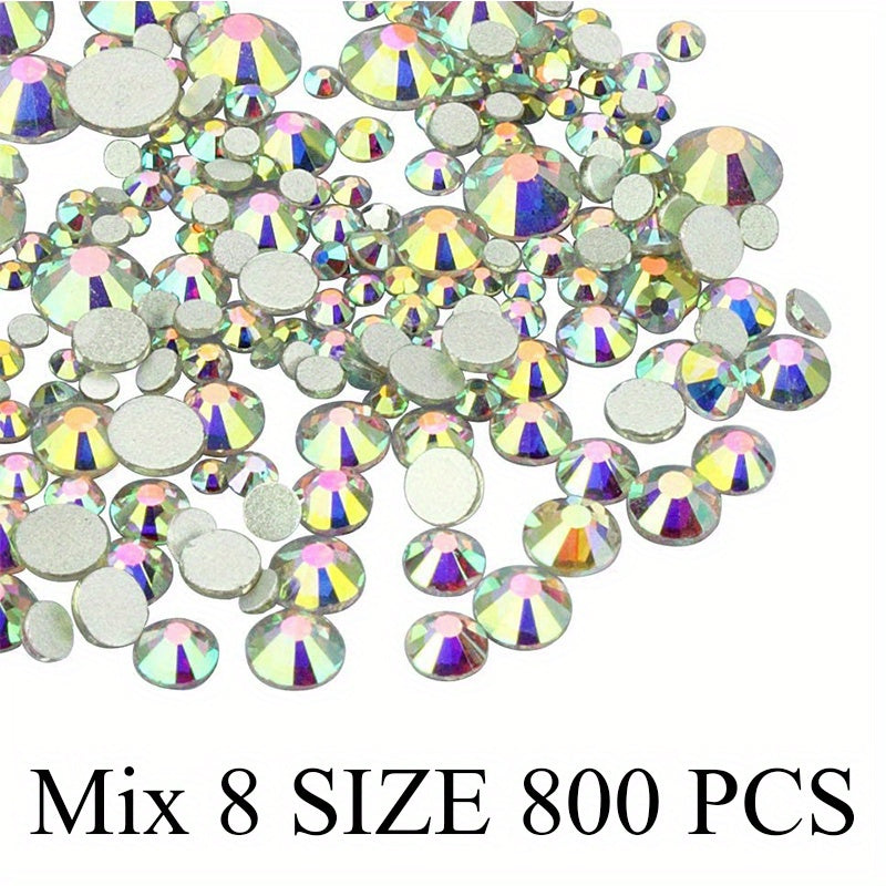 800pcs Round Nail Art Flat Backs Acrylic Rhinestones