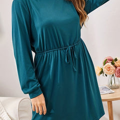  Lounge Dress Women's Plus Solid Long Sleeve Drawstring...